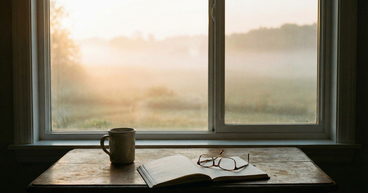 朝の静かな時間と窓辺のテーブル